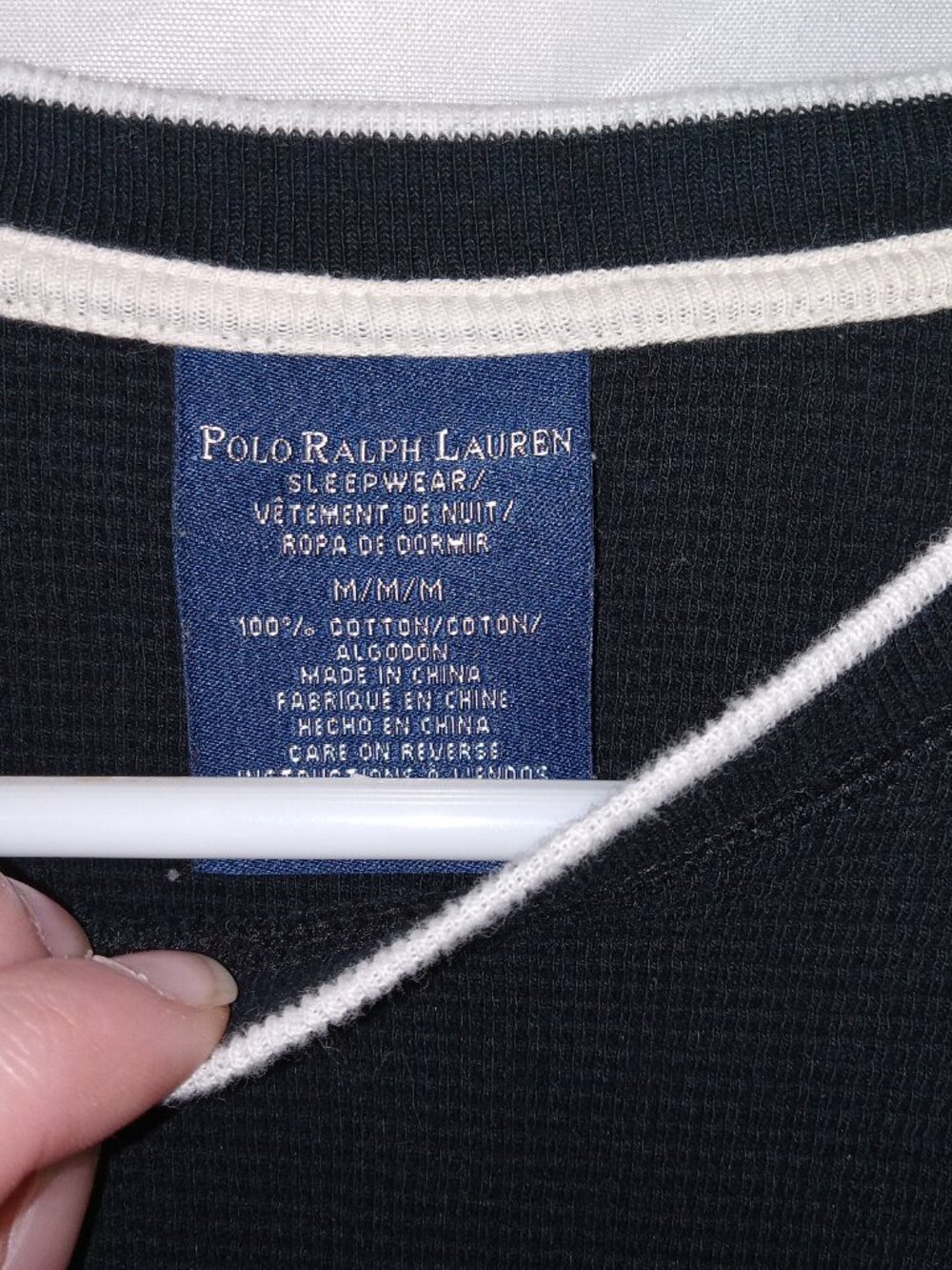 Polo Ralph Lauren Men's Black Waffle Knit Thermal Long Sleeve Shirt M Sleepwear - Picture 6 of 10